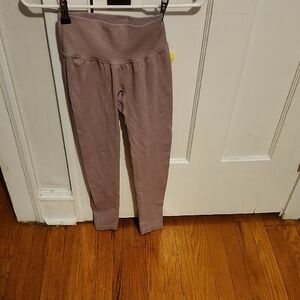 Kids Ribbed Leggings - Dusty Pink